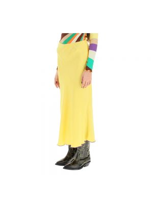 Falda midi con bordado de raso Siedres amarillo