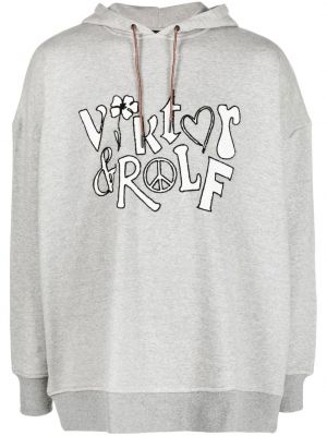 Pamučna hoodie s kapuljačom s printom Viktor & Rolf siva