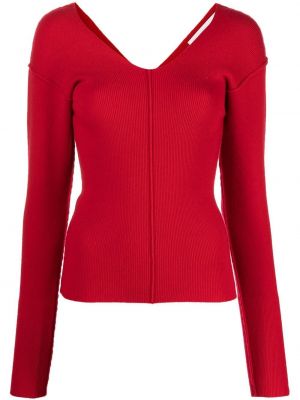 Adīti kašmira džemperis ar v veida izgriezumu Extreme Cashmere sarkans
