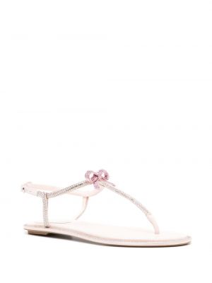 Kožené sandály bez podpatku René Caovilla růžové