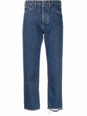 Straight fit džíny s oděrkami 3x1 modré