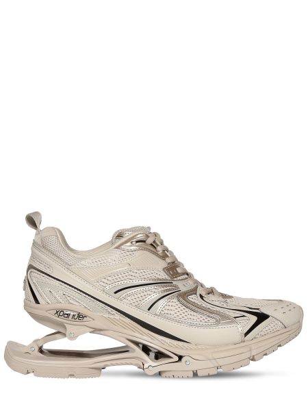 Zapatillas de cuero de malla de cuero sintético Balenciaga X-Pander beige