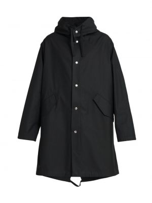 Хлопковое пальто с капюшоном Jil Sander черное
