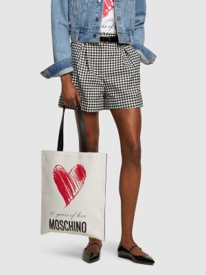 Deri alışveriş çantası Moschino beyaz