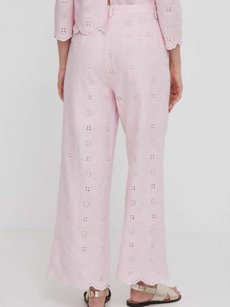 Pantaloni cu talie înaltă de in Pepe Jeans roz