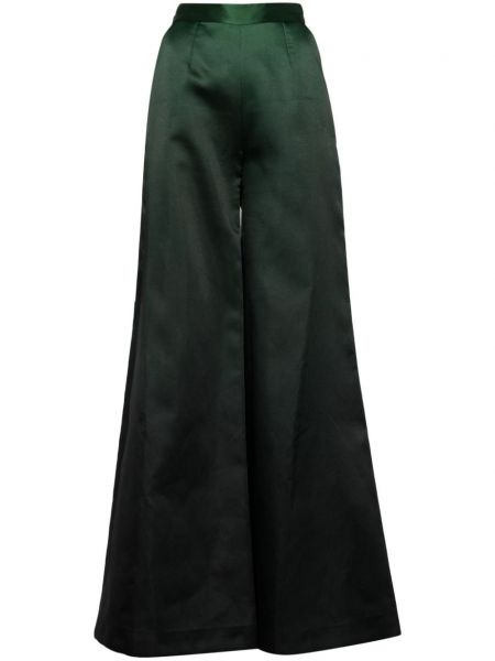 Satynowe rozkloszowane spodnie gradientowe Saiid Kobeisy zielone