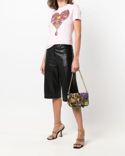 Bolsa de hombro a cuadros Versace Jeans Couture violeta