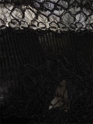Čipkovaný bavlnený top s výšivkou Ermanno Scervino čierna