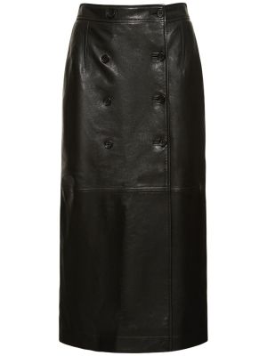 Kožená sukňa z ekologickej kože Alberta Ferretti čierna