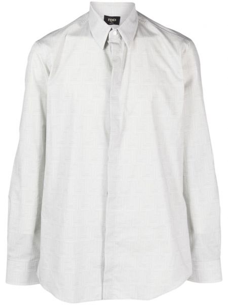 Bavlnená košeľa s potlačou Fendi sivá