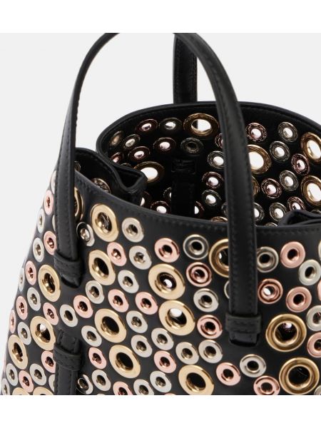 Δερμάτινη τσάντα shopper Alaia μαύρο