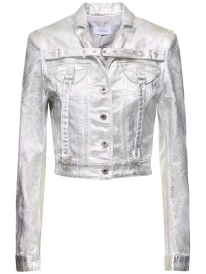 Denim jakna Off-white srebrna