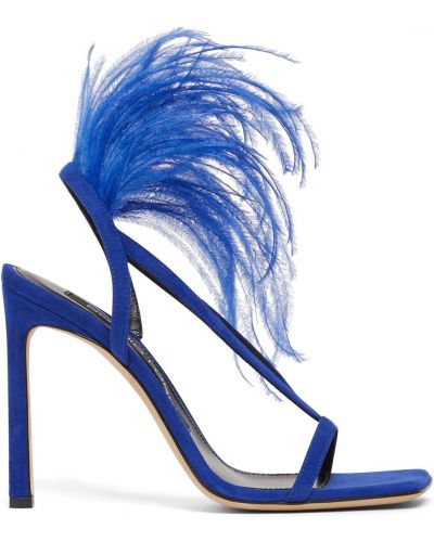 Sandały zamszowe Sergio Rossi niebieskie