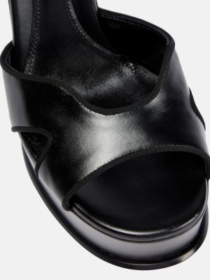 Kožené sandále na platforme Alexander Mcqueen čierna
