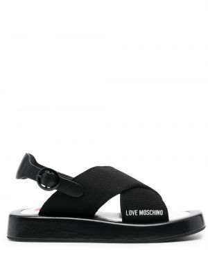 Trykt sandaler med reim Love Moschino svart