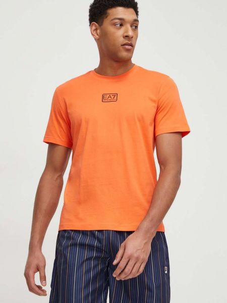 Koszulka bawełniana Ea7 Emporio Armani pomarańczowa
