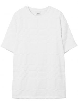 Kockované bavlnené tričko s krátkymi rukávmi Burberry - biela