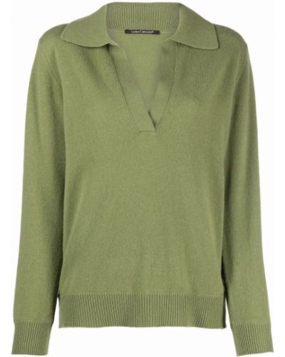 Jersey con escote v manga larga de tela jersey Luisa Cerano verde