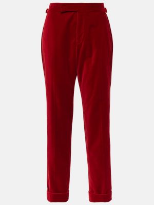 Aksamitne proste spodnie Tom Ford czerwone