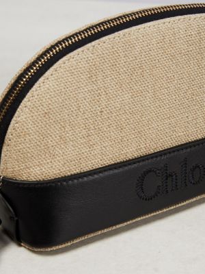 Bolso clutch de cuero de lino Chloé marrón