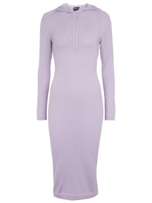 Svilena midi obleka iz kašmirja Tom Ford vijolična