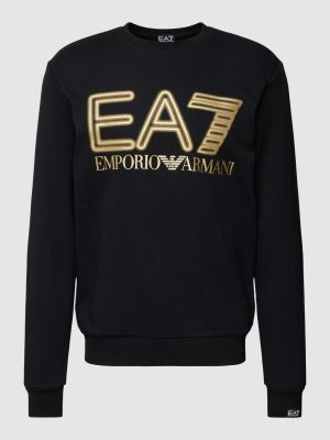 Bluza bawełniana z nadrukiem Ea7 Emporio Armani czarna