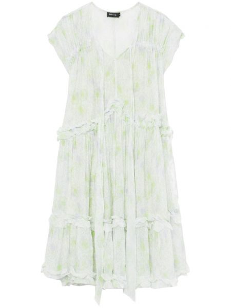 Kvetinové mini šaty s potlačou s volánmi Tout A Coup zelená