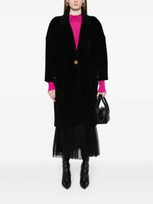 Manteau à boutons en laine Chanel Pre-owned noir