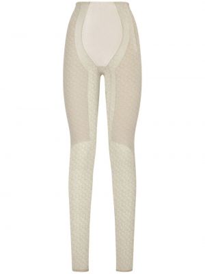 Csipkés virágos leggings Dolce & Gabbana bézs