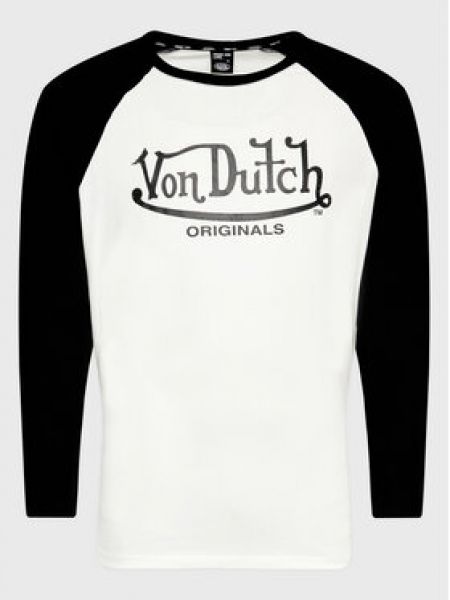 Bílé tričko s dlouhými rukávy relaxed fit Von Dutch