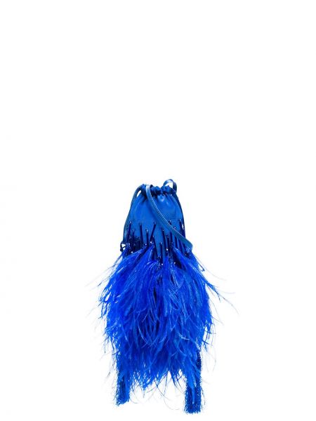 Чанта за ръка с мъниста The Attico синьо