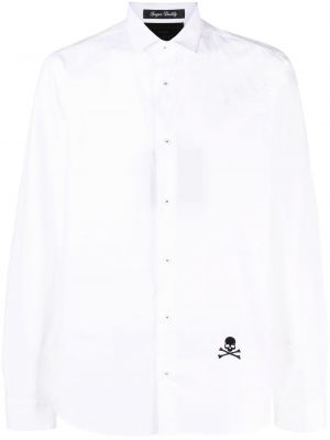 Haftowana koszula bawełniana Philipp Plein biała
