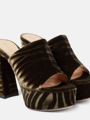 Papuci tip mules cu platformă cu imagine cu model zebră Gianvito Rossi negru