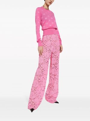 Žakárový svetr s kulatým výstřihem Dolce & Gabbana růžový