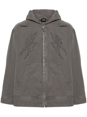 Bavlnená bunda s kapucňou 44 Label Group sivá