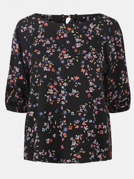 Bluza s cvetličnim vzorcem Pieces črna