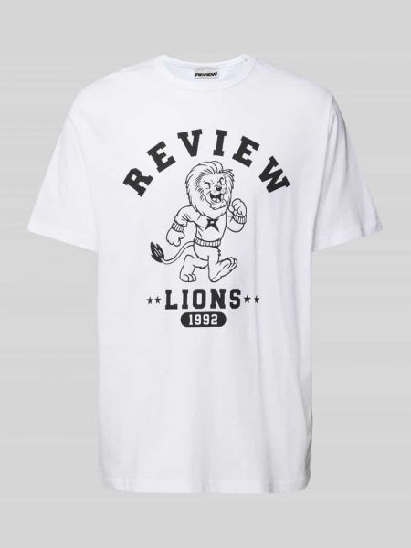 Koszulka z nadrukiem Review biała