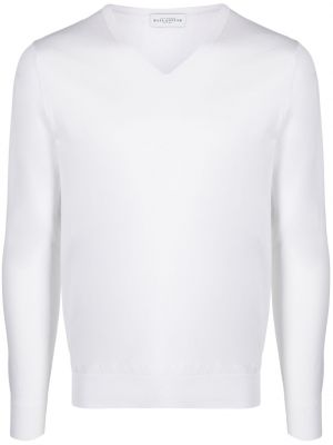 Pletený svetr s výstřihem do v Ballantyne bílý