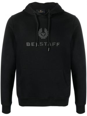 Kokvilnas kapučdžemperis ar apdruku Belstaff melns