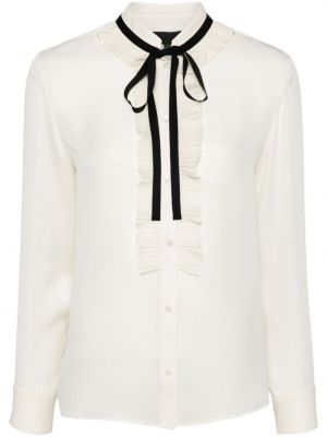 Копринена блуза с волани Nili Lotan бяло