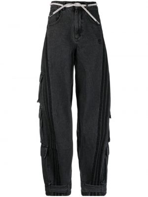 Pruhované skinny fit džínsy Adidas čierna