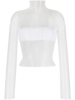 Прозрачна блуза от тюл Msgm бяло