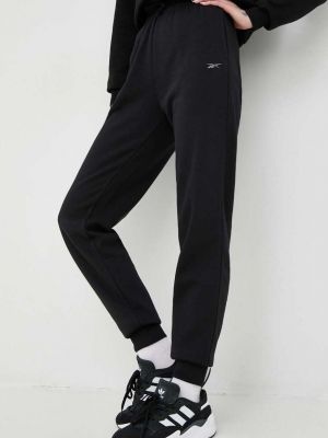 Reebok pantaloni de trening Femei, culoarea negru, cu imprimeu