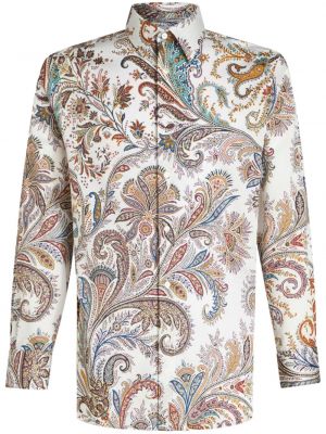Bavlnená košeľa s potlačou s paisley vzorom Etro biela