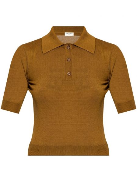 Strikket poloshirt Saint Laurent brun