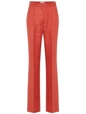 Pantaloni cu picior drept cu talie înaltă de lână Gabriela Hearst portocaliu