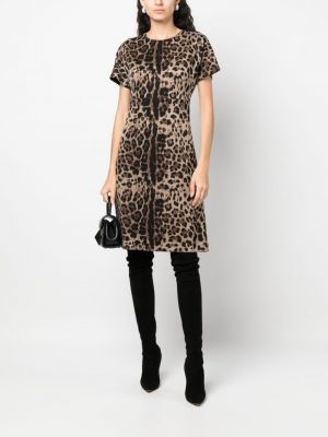 Žakarda mini kleita ar leoparda rakstu Dolce & Gabbana brūns