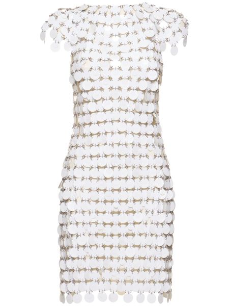 Mini vestido de malla Rabanne blanco