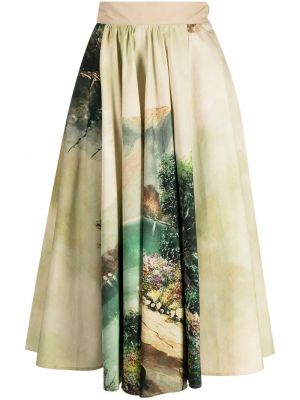 Bavlněné přiléhavé rozšířená sukně na zip Antonio Marras - béžová
