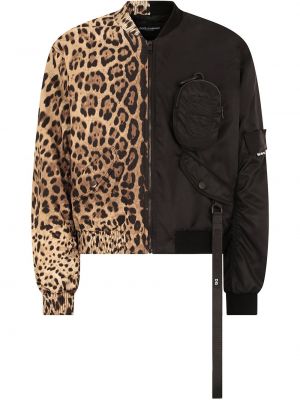 Chaqueta bomber con estampado leopardo Dolce & Gabbana negro